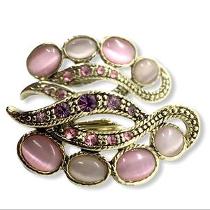 10K Plated Rose Cat’s Eye Clip On Earrings